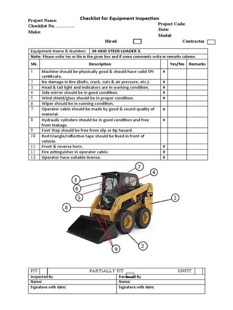 skid steer mainance check list|case skid loader inspection checklist.